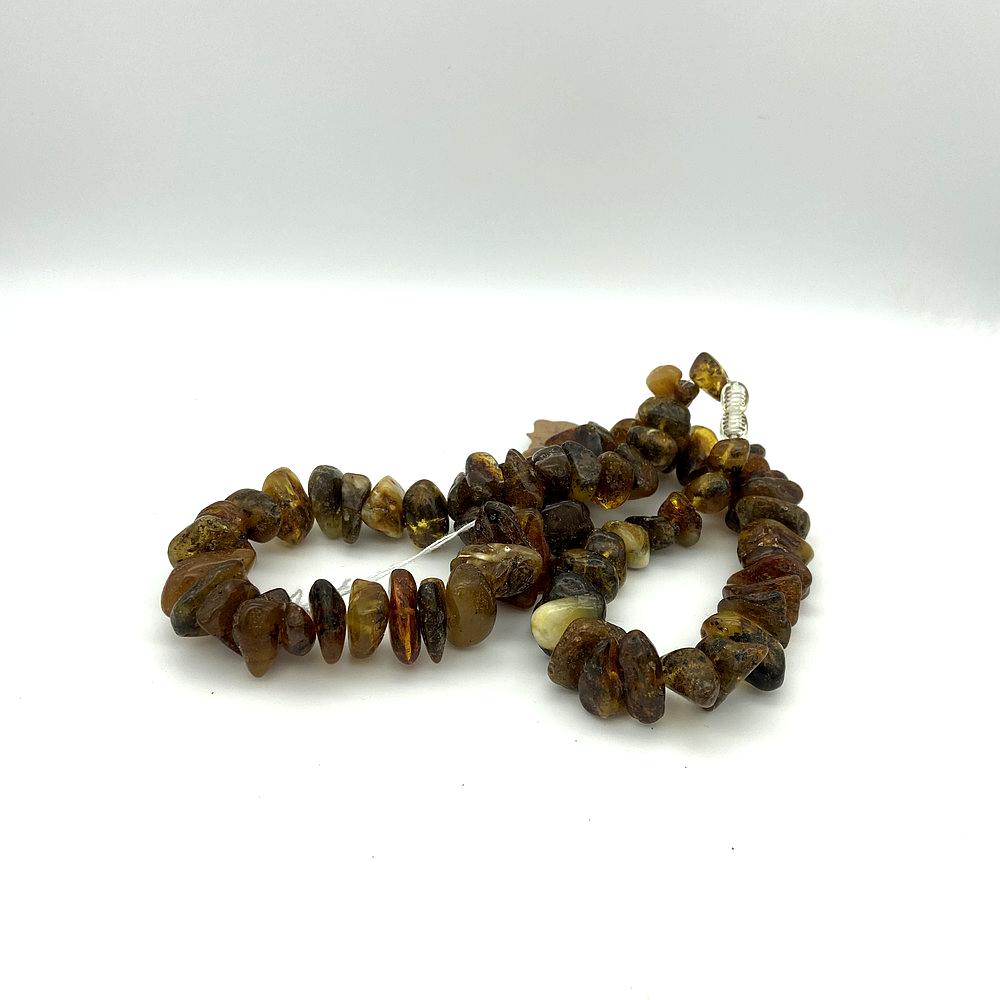 Graduated Black Green Cognac Amber Necklace