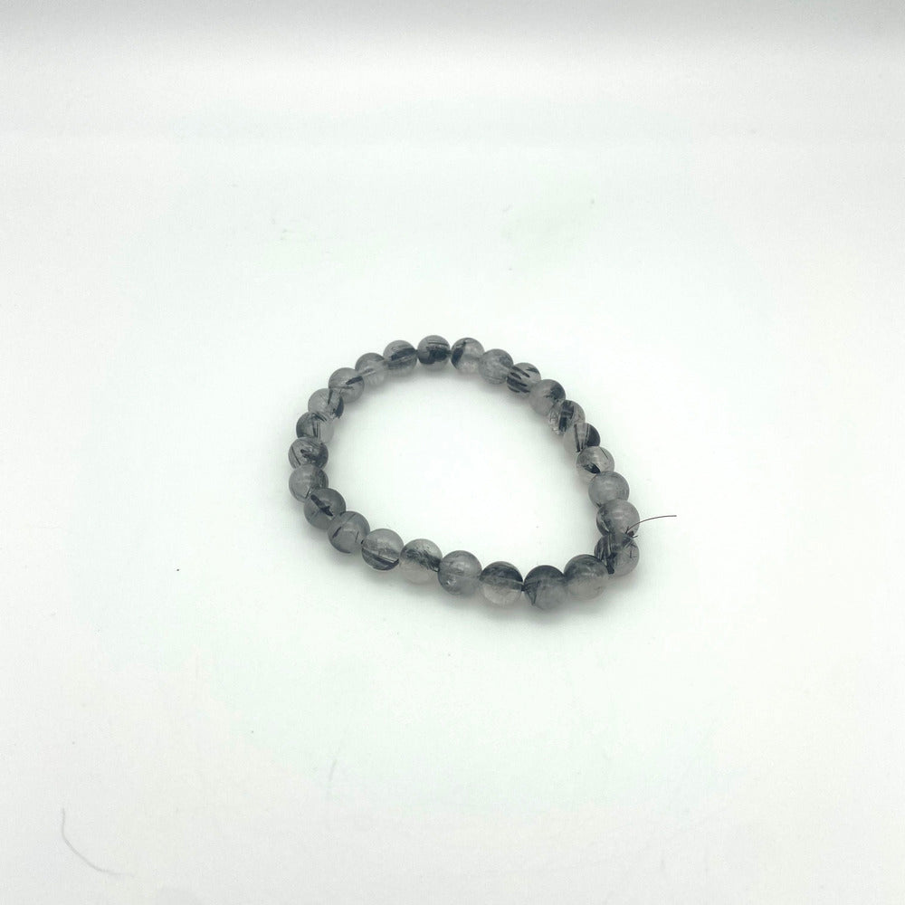 Tourmalinated Quartz Bead Bracelet