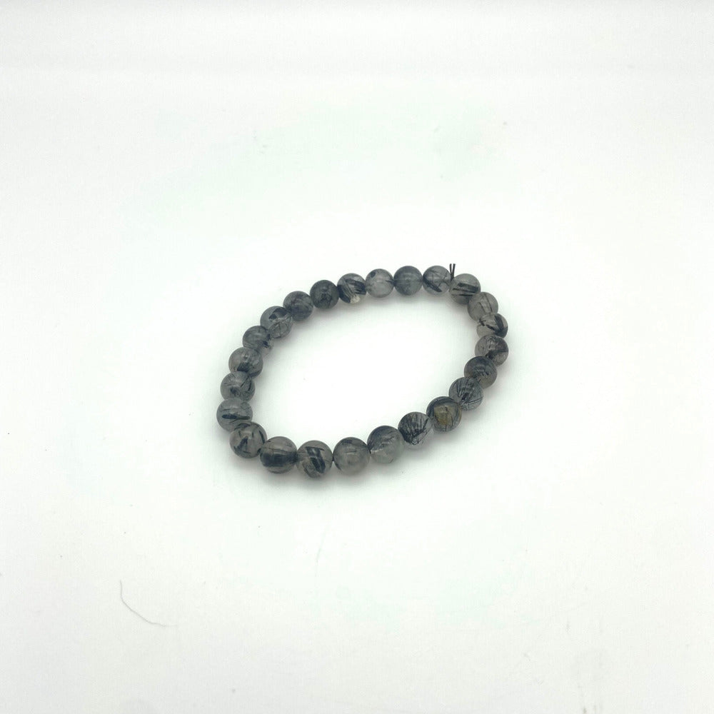 Tourmalinated Quartz Bead Bracelet