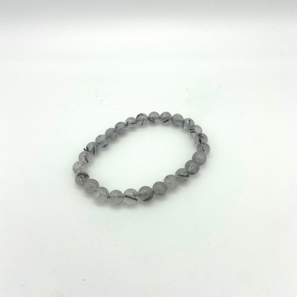 Tourmalinated Quartz Bead Bracelet