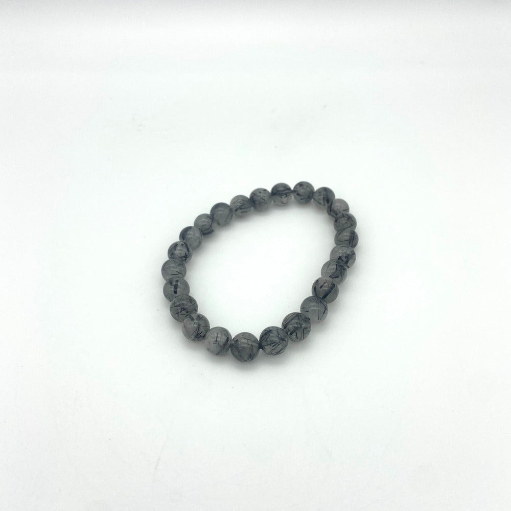 Tourmalinated Quartz Bead Bracelet