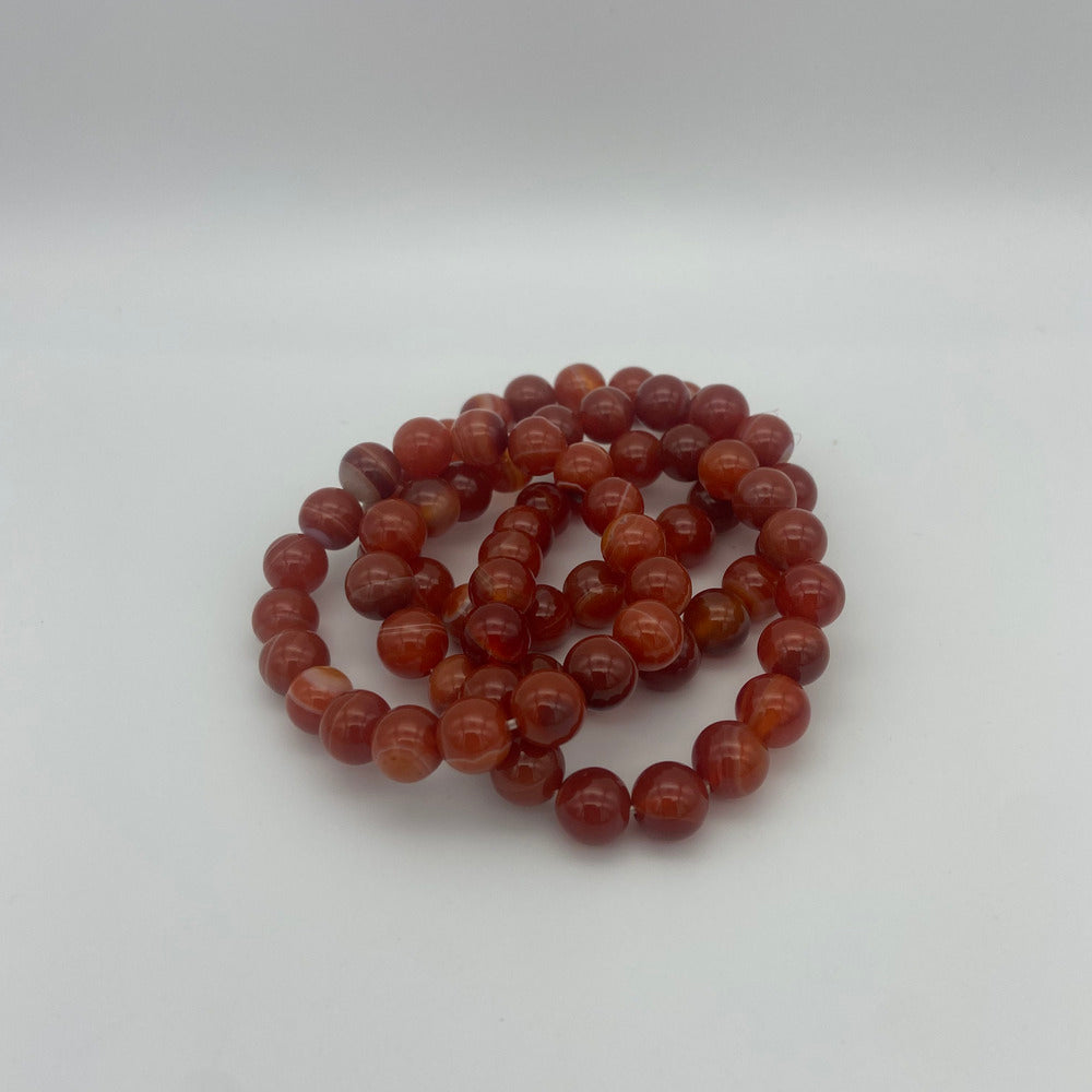 Banded Carnelian Bead Bracelet