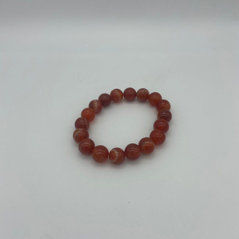 Banded Carnelian Bead Bracelet