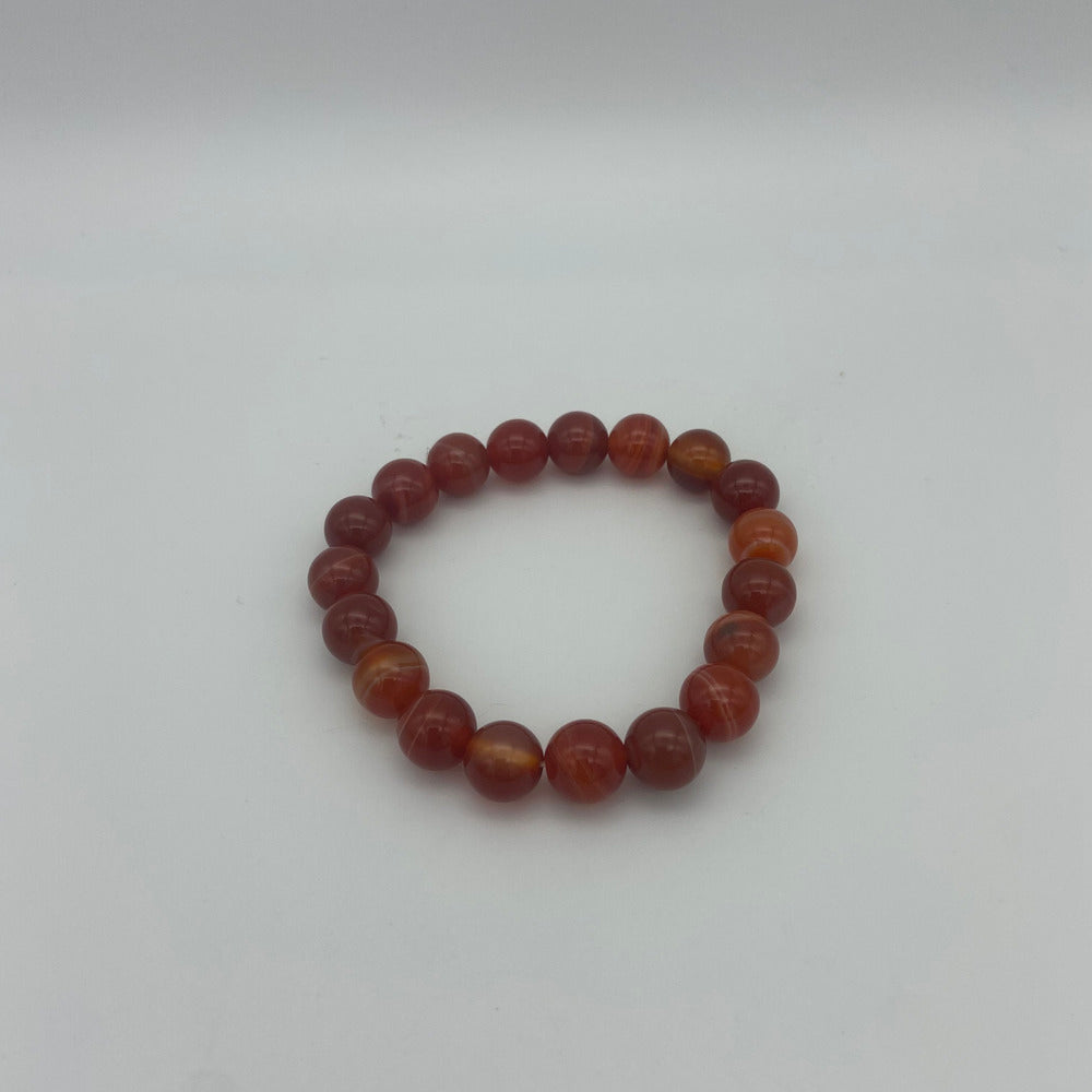 Banded Carnelian Bead Bracelet