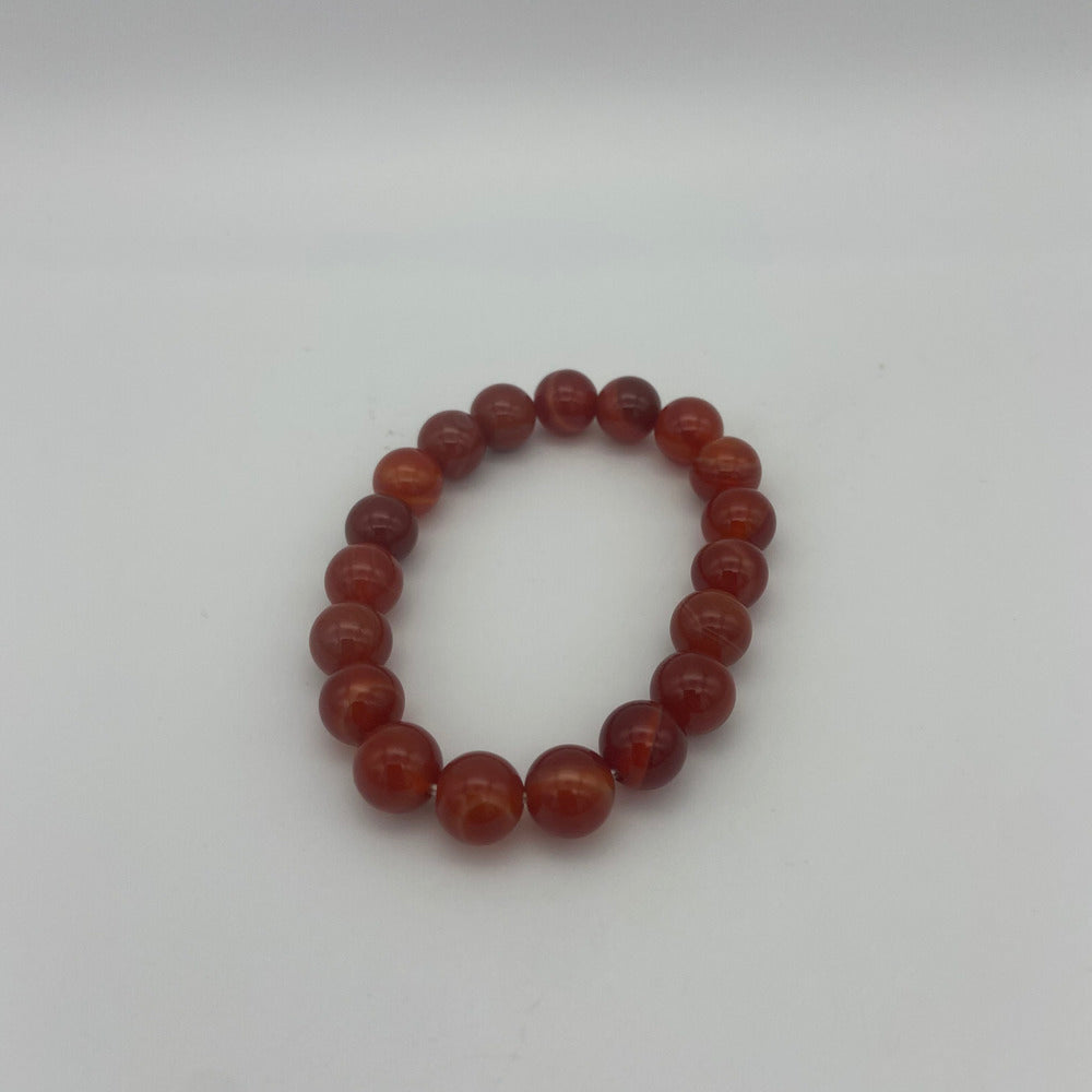 Banded Carnelian Bead Bracelet