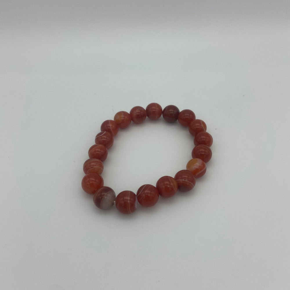 Banded Carnelian Bead Bracelet