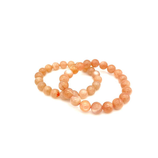 Peach Moonstone Bead Bracelet