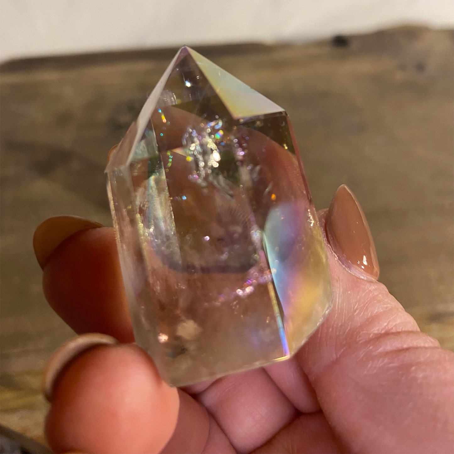 Aura Smokey Quartz Tower with Rainbow Inclusions