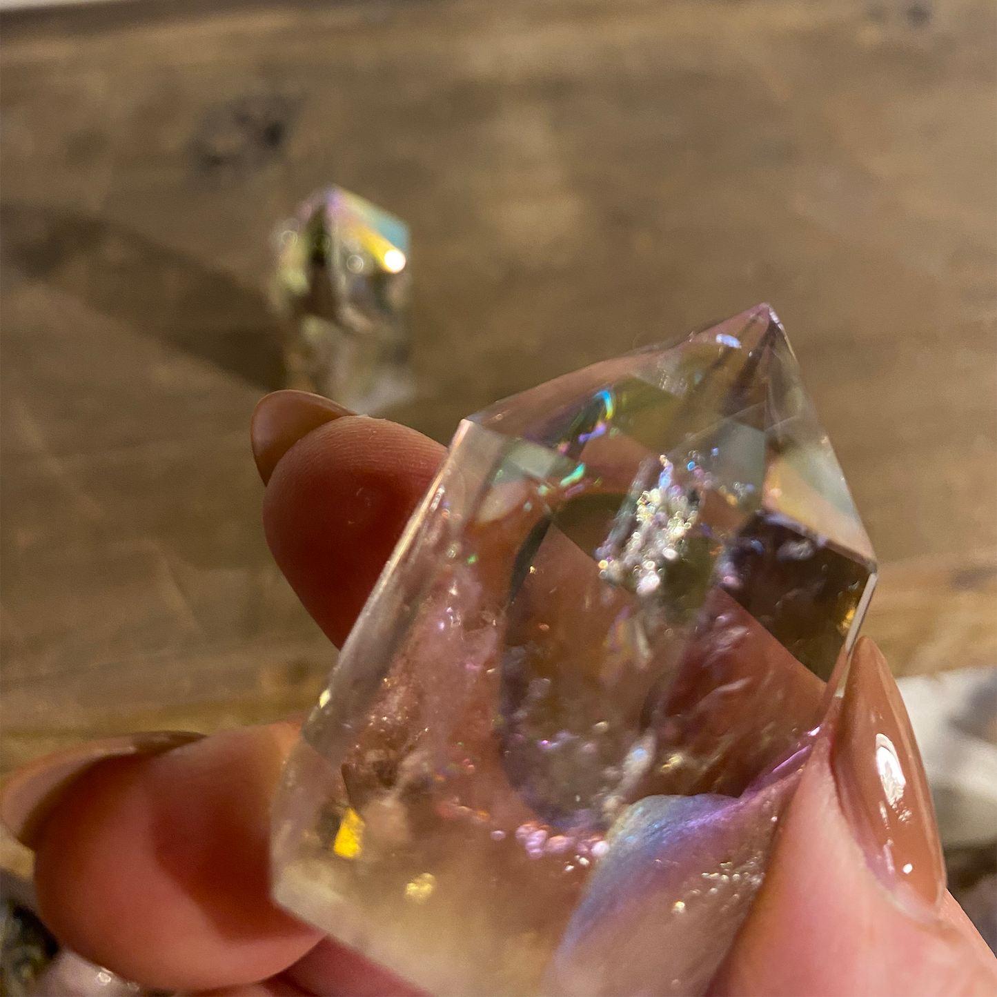 Aura Smokey Quartz Tower with Rainbow Inclusions