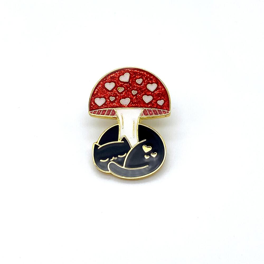 I Love Cats and Mushrooms Pin